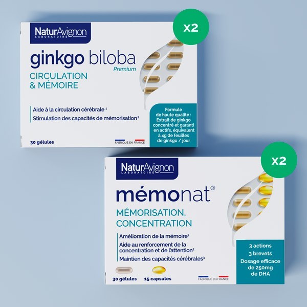 Duo Ginkgo et MémoNat : complément alimentaire mémoire & concentration